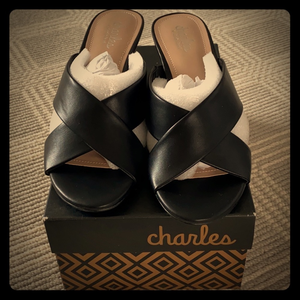 LAST DAY !!  Charles By Charles David Black wedges Size 8. Lowest price